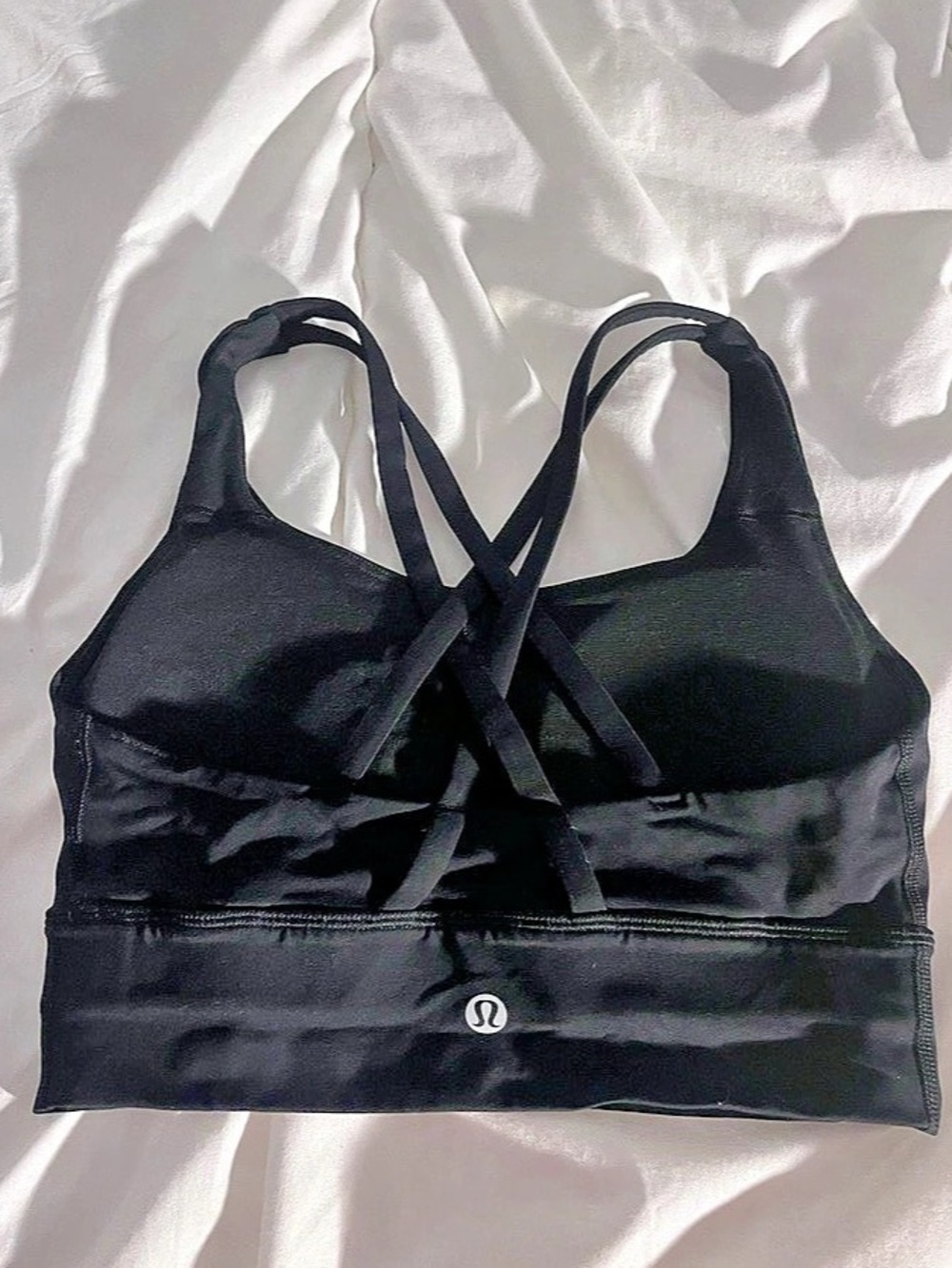 lululemon Energy Longline Bra Black Athletic Crop Top